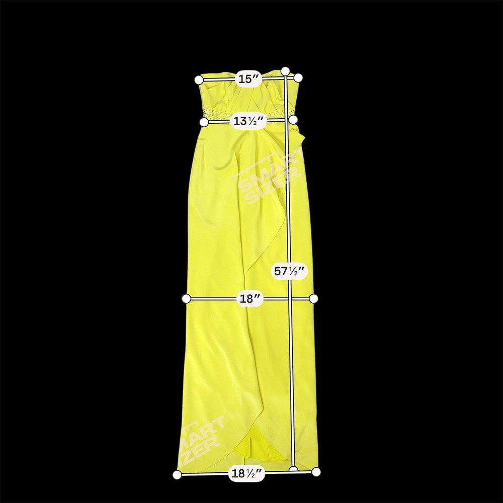 Nicole‎ Miller Yellow Strapless Embellished Waist Ruffle Evening Gown Maxi Dress - Picture 13 of 13